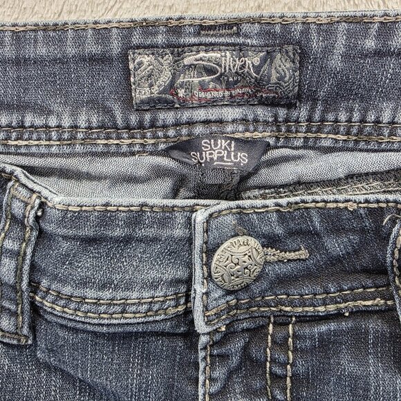 Silver Jeans Womens Size 31x32 Dark Wash Suki Surplus Bootcut Flap PocketCowgirl - Picture 6 of 12